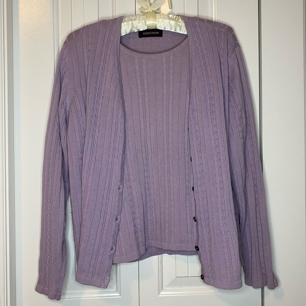 Nordstrom Lavender Knit Cardigan and Top Set - Picture 3 of 6